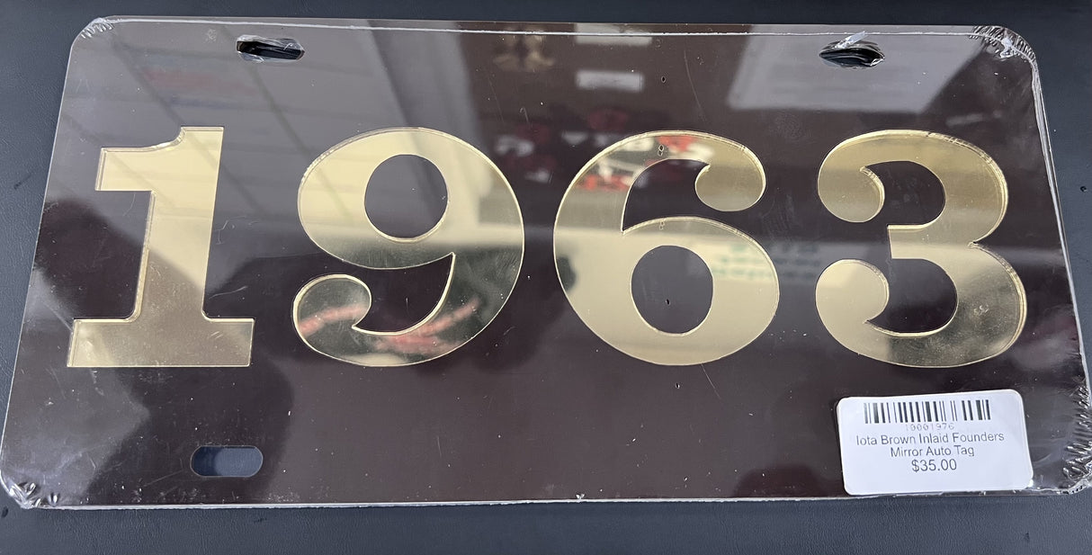 Iota Brown Inlaid Founders Mirror Auto Tag