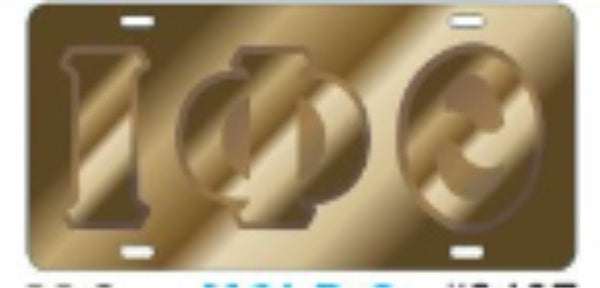 Iota Gold Outline Mirror Auto Tag