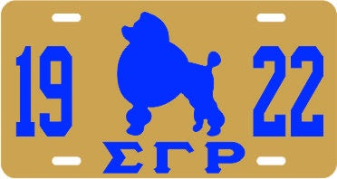 SGRho 1922 Poodle Auto Plate Gold/Royal