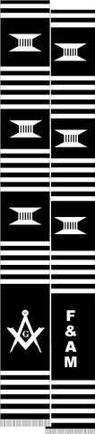 Mason Black/White F&AM Square and Compass Stole