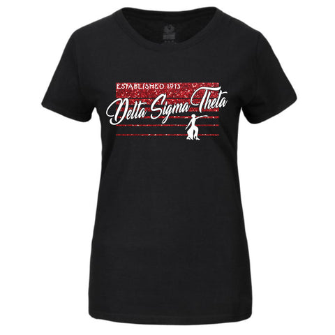Delta Printed Glitter Tee