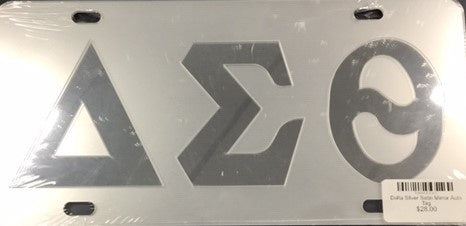 Delta Silver Satin Mirror Auto Tag