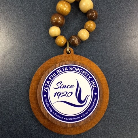 Zeta Wood Bead Tiki Crest