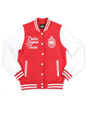 Delta Sigma Theta DST fleece snap up jacket red  and white lightweight embroidered 