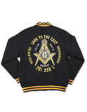 Mason Greek Jacket Mason fleece snap up jacket black and gold lightweight embroidered