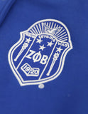 Zeta Phi Beta ZPhiB ZPB fleece snap up jacket white and royal lightweight embroidered