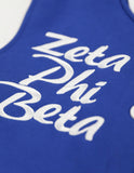 Zeta Phi Beta ZPhiB ZPB fleece snap up jacket white and royal lightweight embroidered