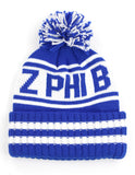 Zeta Phi Beta 1920 Z PHI B Beanie Hat Toboggan Winter Knit Blue and White