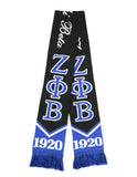 Zeta Phi Beta 1920 Greek Winter Knit Neck Scarf Acrylic Blue White Black