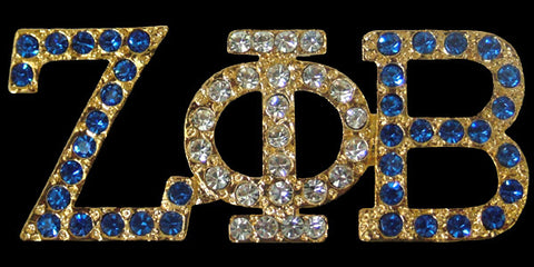 Zeta Gold Austrian Blue and Crystal Pin