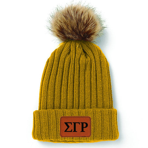 SGRho Leather Patch Knit Cap