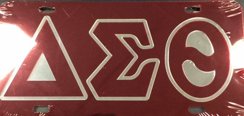 Delta Red Outline Mirror Auto Tag