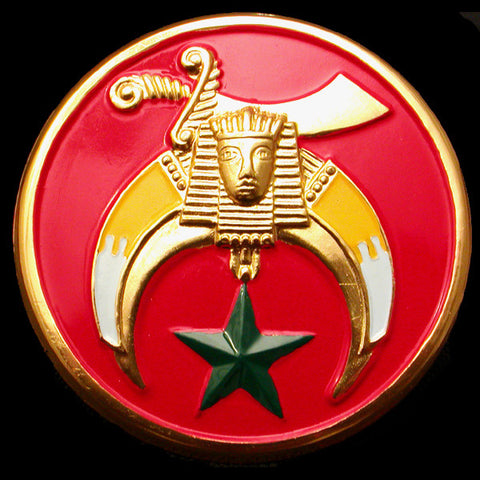 Shriner Red Round Auto Emblem