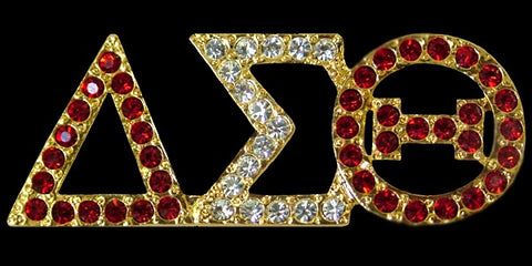 Delta Gold Austrian Red and Crystal Pin