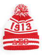  Delta Sigma Theta 1913 Fortitude Greek Beanie Hat Toboggan Winter Knit Red and White