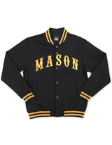 Mason Greek Jacket Mason fleece snap up jacket black and gold lightweight embroidered