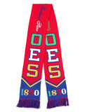 OES Order of the Eastern Star 1850 Winter Knit Neck Scarf Acrylic Red White Green Gold Blue