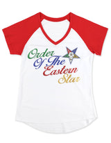 OES Glitter Print V-Neck Tee