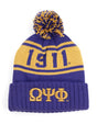 Omega Psi Phi 1911 Invictus Beanie Hat Toboggan Winter Knit Purple and Gold