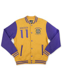Omega Greek Jacket Omega Psi Phi OPP fleece snap up jacket Purple and gold lightweight embroidered