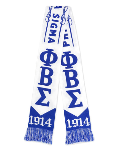 Phi Beta Sigma 1914 Greek Winter Knit Neck Scarf Acrylic Blue White Black