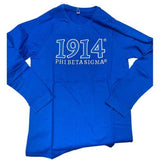Phi Beta Sigma 1914 embroidered long sleeve tee royal blue with royal blue and white embroidery