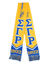 Sigma Gamma Rho 1922 Greek Winter Knit Neck Scarf Acrylic Blue and Gold with white