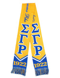 Sigma Gamma Rho 1922 Greek Winter Knit Neck Scarf Acrylic Blue and Gold with white