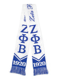 Zeta Phi Beta 1920 Greek Winter Knit Neck Scarf Acrylic Blue White