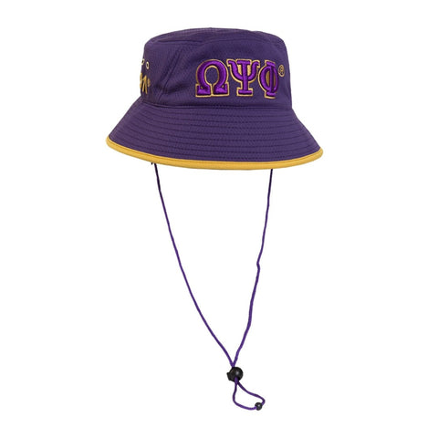 Omega Psi Phi 1911 Greek Floppy bucket fisherman hat purple with gold trim