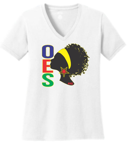 OES Silhouette Printed V Neck