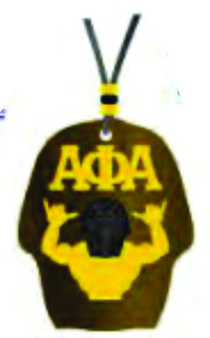 Alpha Wood Symbol Medallion Tiki