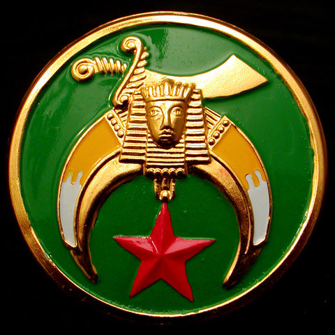 Shriner Green Round Auto Emblem