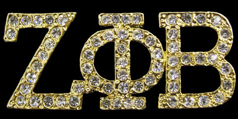 Zeta Gold Austrian Clear Crystal Pin